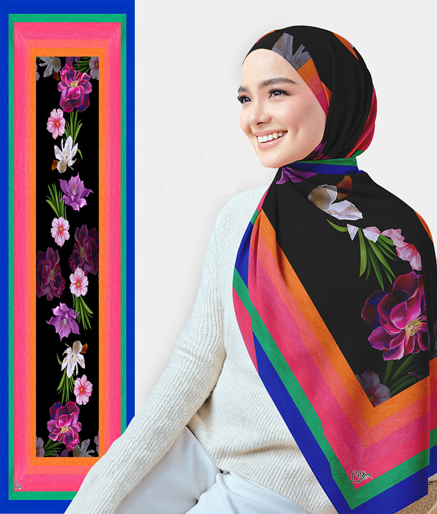 Kristal printed rectangular chiffon scarf - ANNAH HARIRI