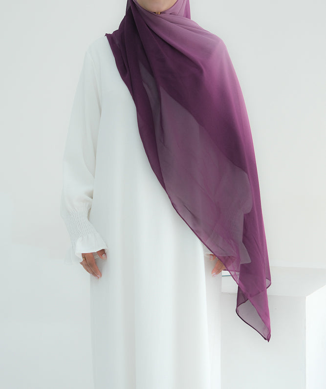 Purple Ombre scarf rectangular hijab in chiffon premium quality - ANNAH HARIRI