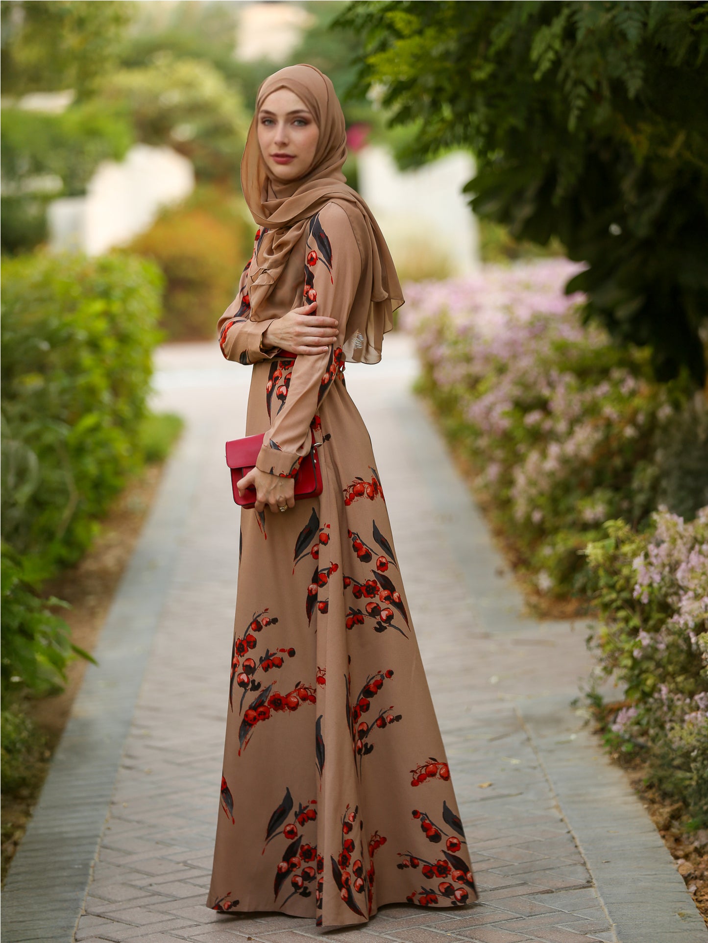 Autumn Cherry Modest Dress - ANNAH HARIRI