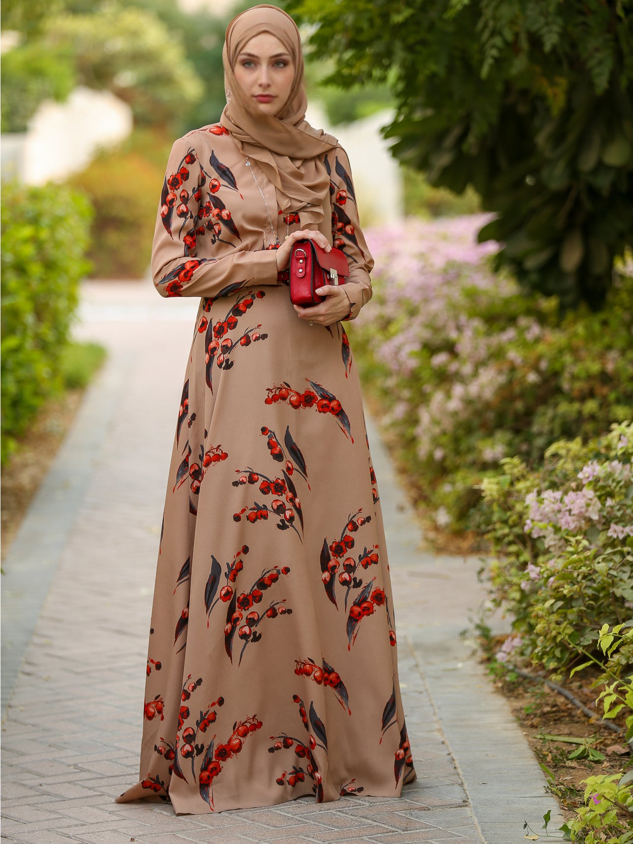 Autumn Cherry Modest Dress - ANNAH HARIRI