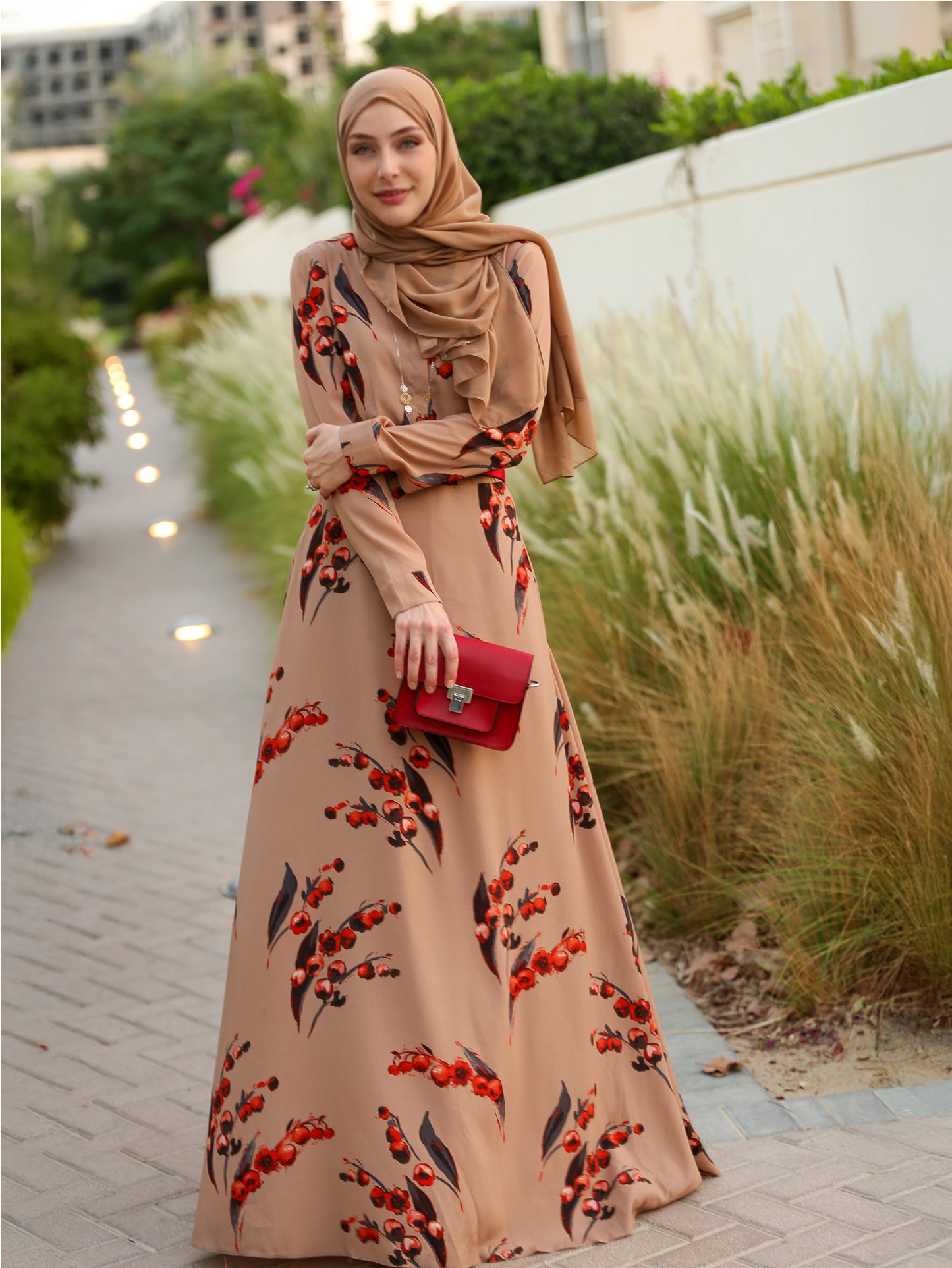 Autumn Cherry Modest Dress - ANNAH HARIRI