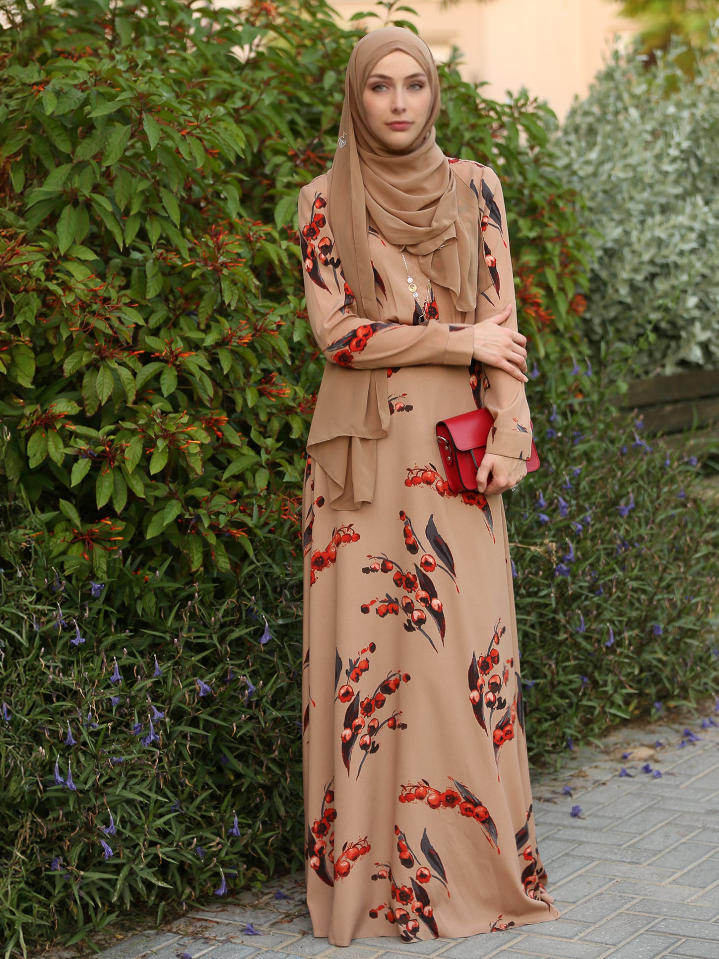 Autumn Cherry Modest Dress - ANNAH HARIRI