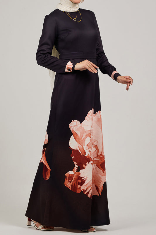 Aura Elegance Floral Maxi Dress with Petal Accents