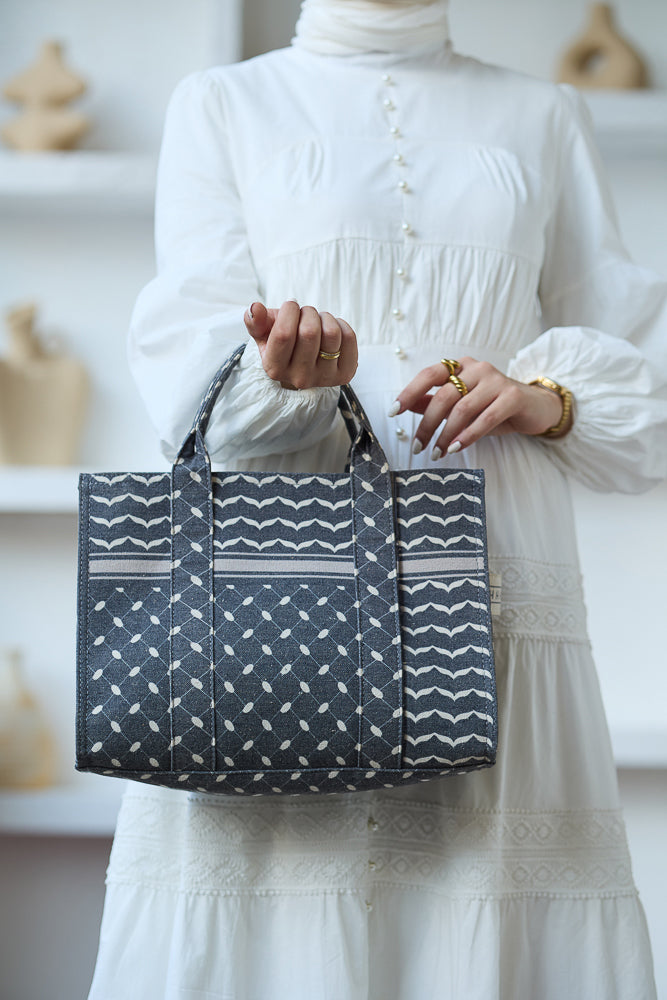 Modern Geometric Pattern Medium Tote - Premium Cotton Canvas - ANNAH HARIRI