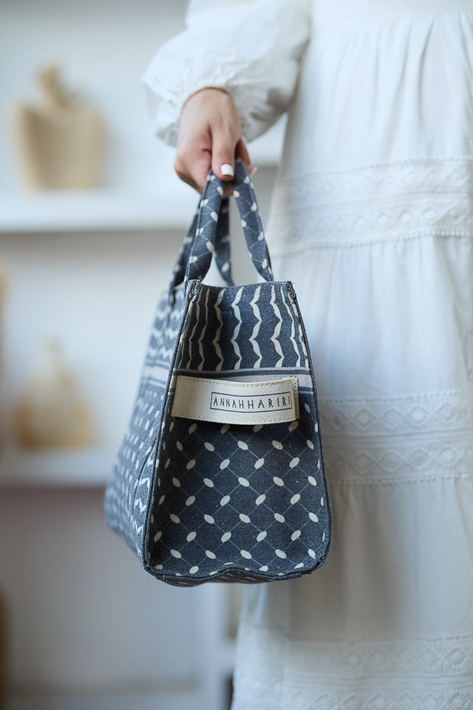 Modern Geometric Pattern Medium Tote - Premium Cotton Canvas - ANNAH HARIRI