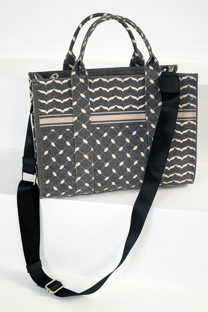 Modern Geometric Pattern Medium Tote - Premium Cotton Canvas - ANNAH HARIRI