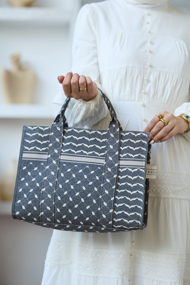 Modern Geometric Pattern Medium Tote - Premium Cotton Canvas - ANNAH HARIRI