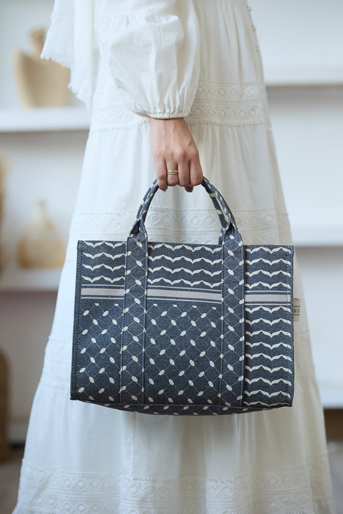 Modern Geometric Pattern Medium Tote - Premium Cotton Canvas - ANNAH HARIRI