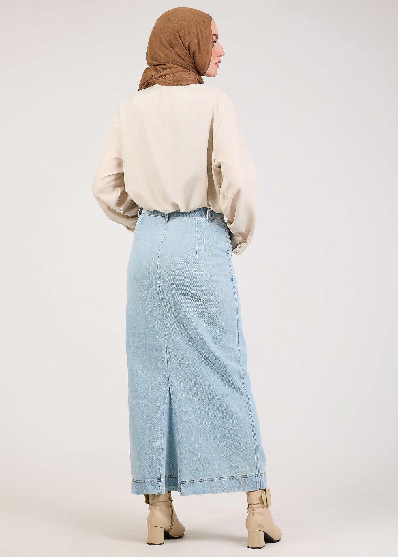 Denim Maxi Skirt - Light Wash