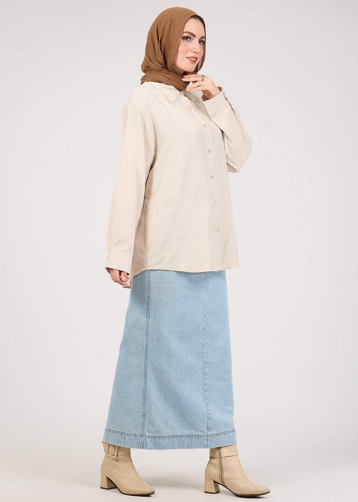 Denim Maxi Skirt - Light Wash