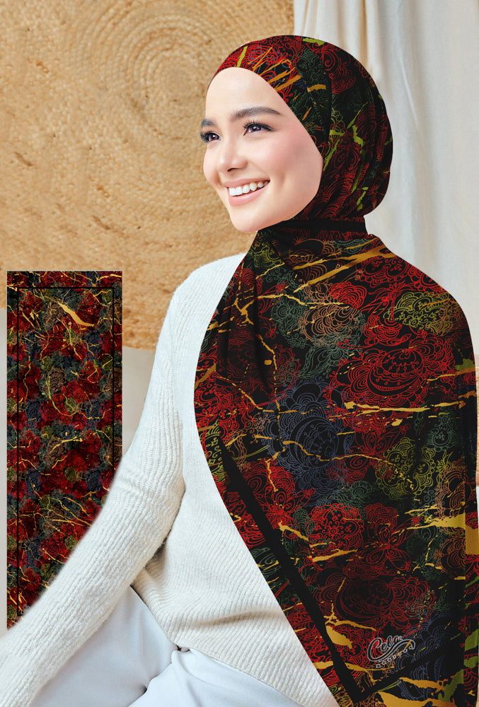 Layan Floral Print Hijab Scarf - ANNAH HARIRI