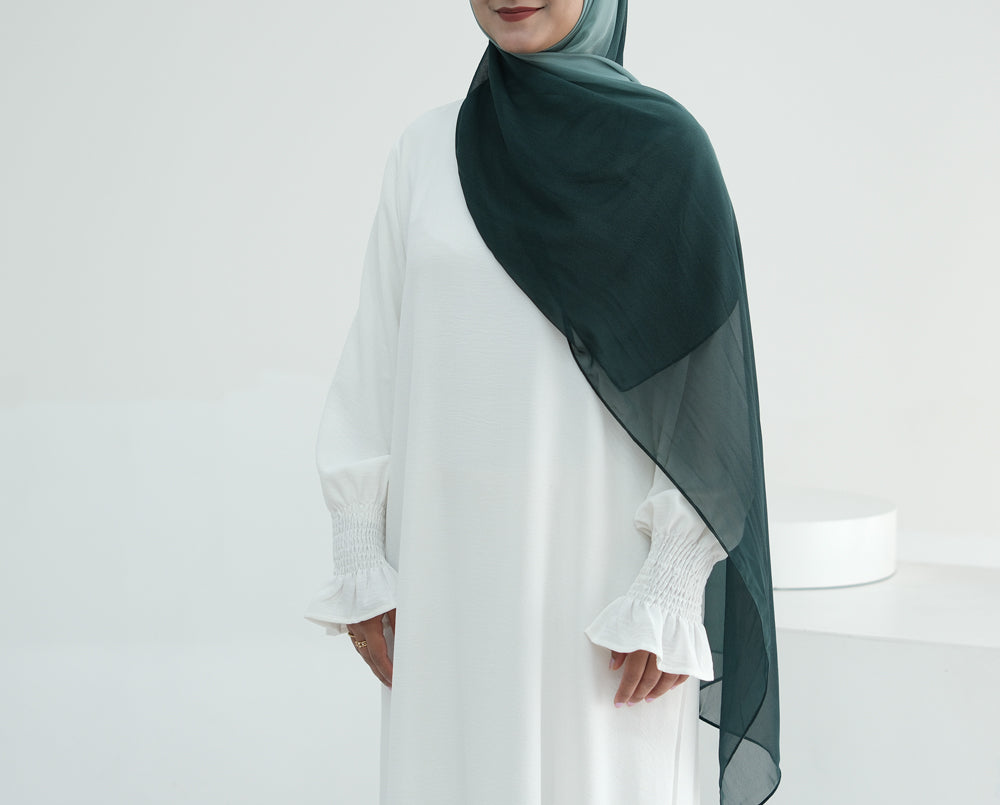 Emerald Ombre scarf rectangular hijab in chiffon premium quality - ANNAH HARIRI