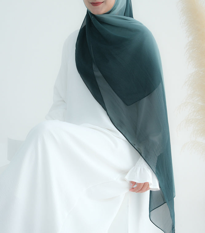 Emerald Ombre scarf rectangular hijab in chiffon premium quality - ANNAH HARIRI