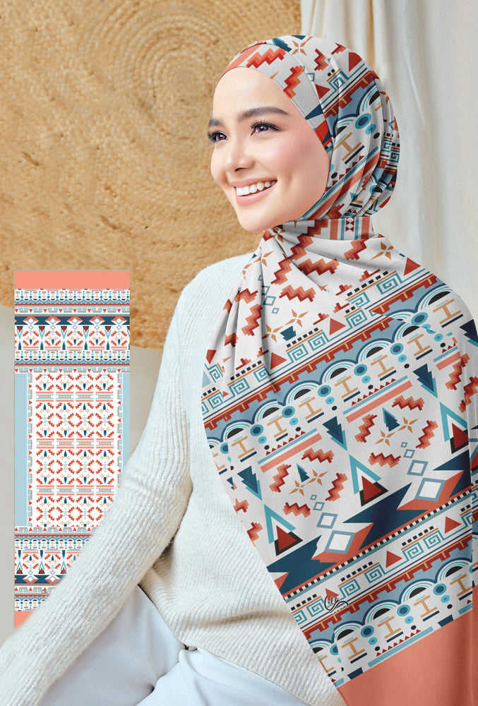 Uzory Print Hijab Scarf - ANNAH HARIRI