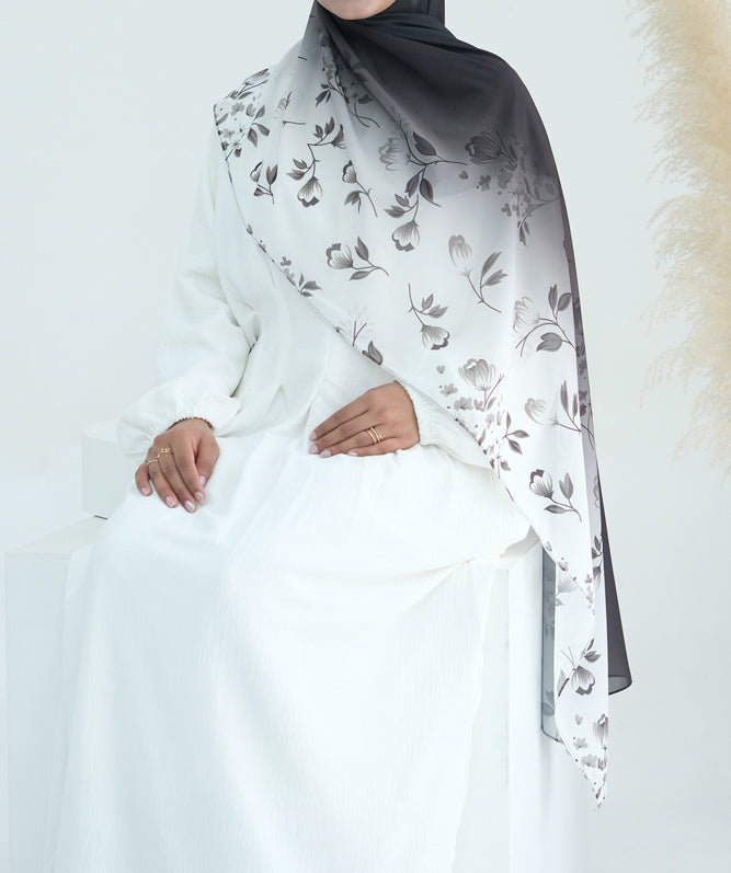 Ombre Floral scarf rectangular hijab in chiffon premium quality - ANNAH HARIRI