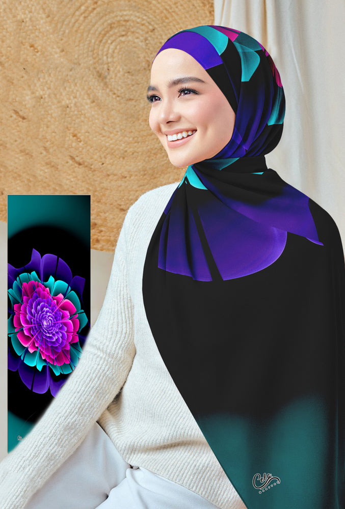 Piony Printed Chiffon Hijab - ANNAH HARIRI