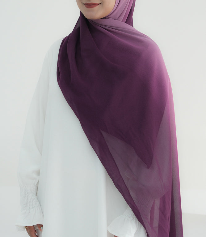 Purple Ombre scarf rectangular hijab in chiffon premium quality - ANNAH HARIRI