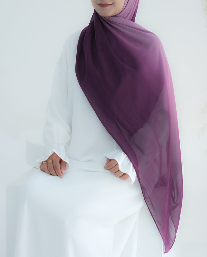 Purple Ombre scarf rectangular hijab in chiffon premium quality - ANNAH HARIRI