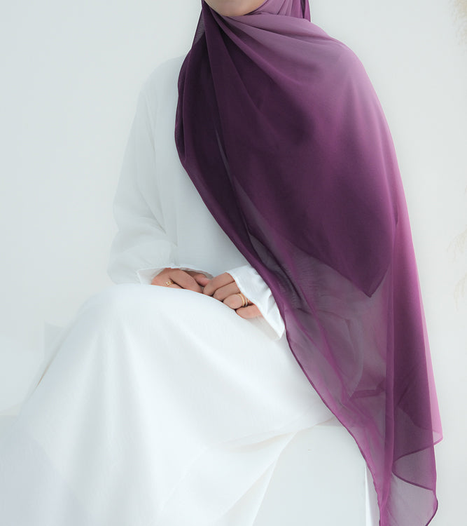 Purple Ombre scarf rectangular hijab in chiffon premium quality - ANNAH HARIRI