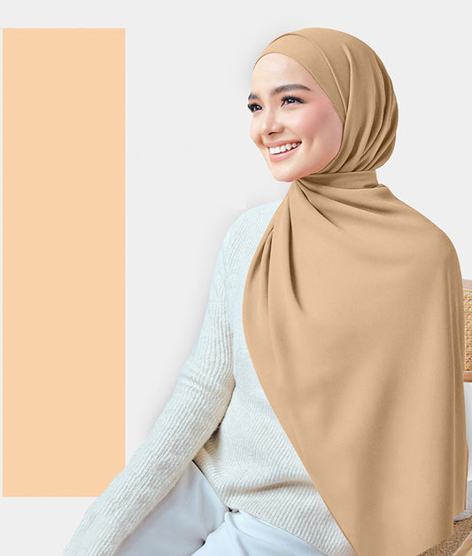 Chiffon Plain Rectangular Hijab in SA06 Beige color - ANNAH HARIRI