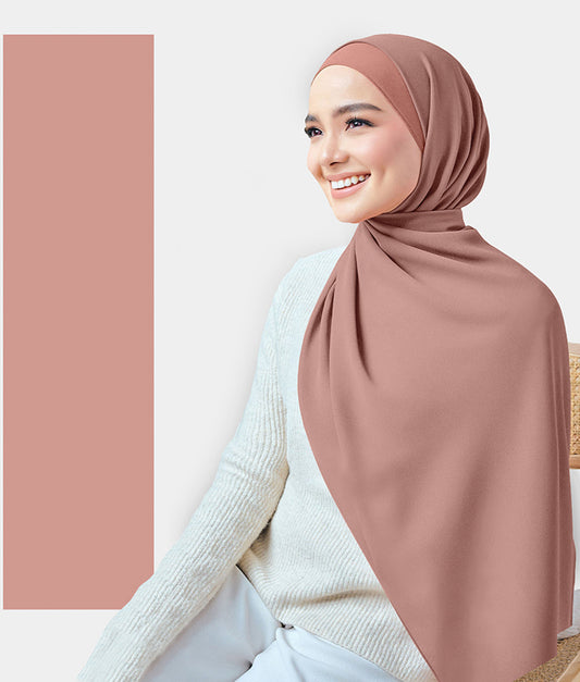 Chiffon Plain Rectangular Hijab in SA07 Petals color - ANNAH HARIRI