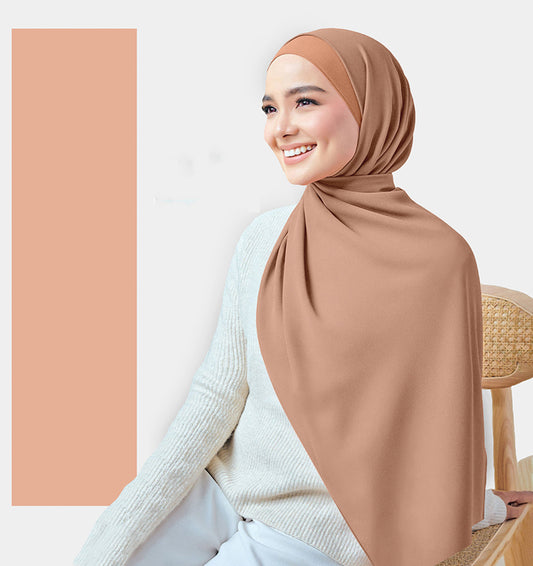 Chiffon Plain Rectangular Hijab in SA08 Sand color - ANNAH HARIRI