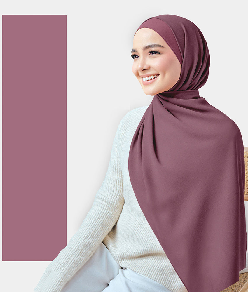 Chiffon Plain Rectangular Hijab in SA10 Purple color - ANNAH HARIRI