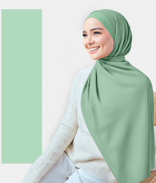 Chiffon Plain Rectangular Hijab in SA16 Mint color - ANNAH HARIRI