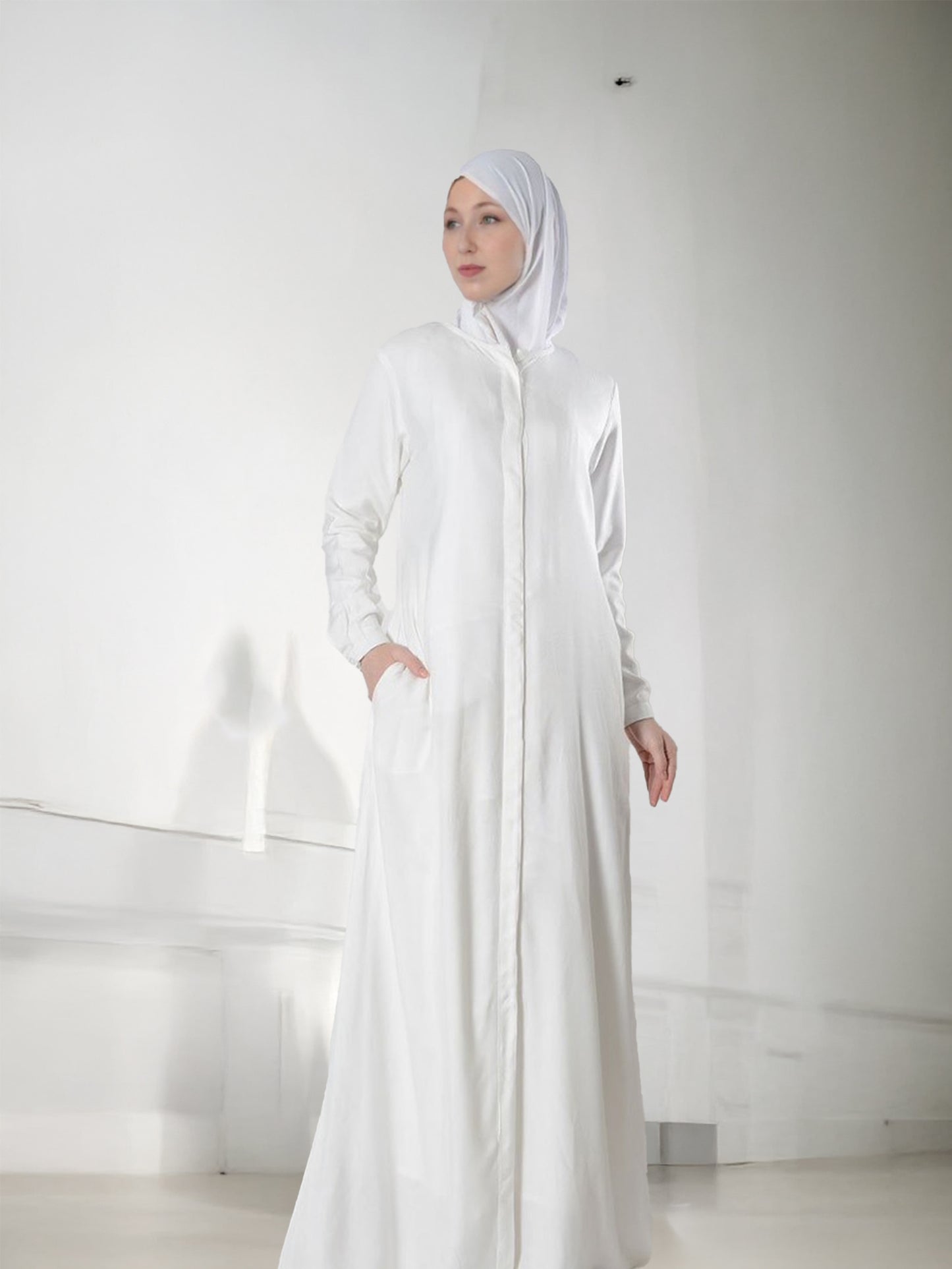 Front open button-down crepe Hajj & Umrah Abaya