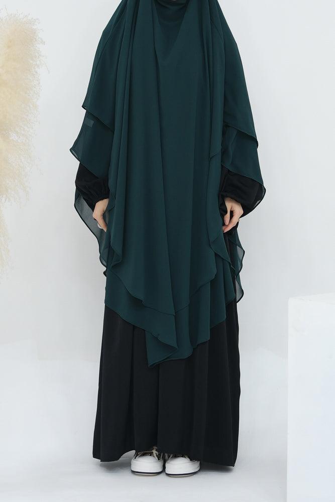 Annah Hariri designed dark green chiffon veil