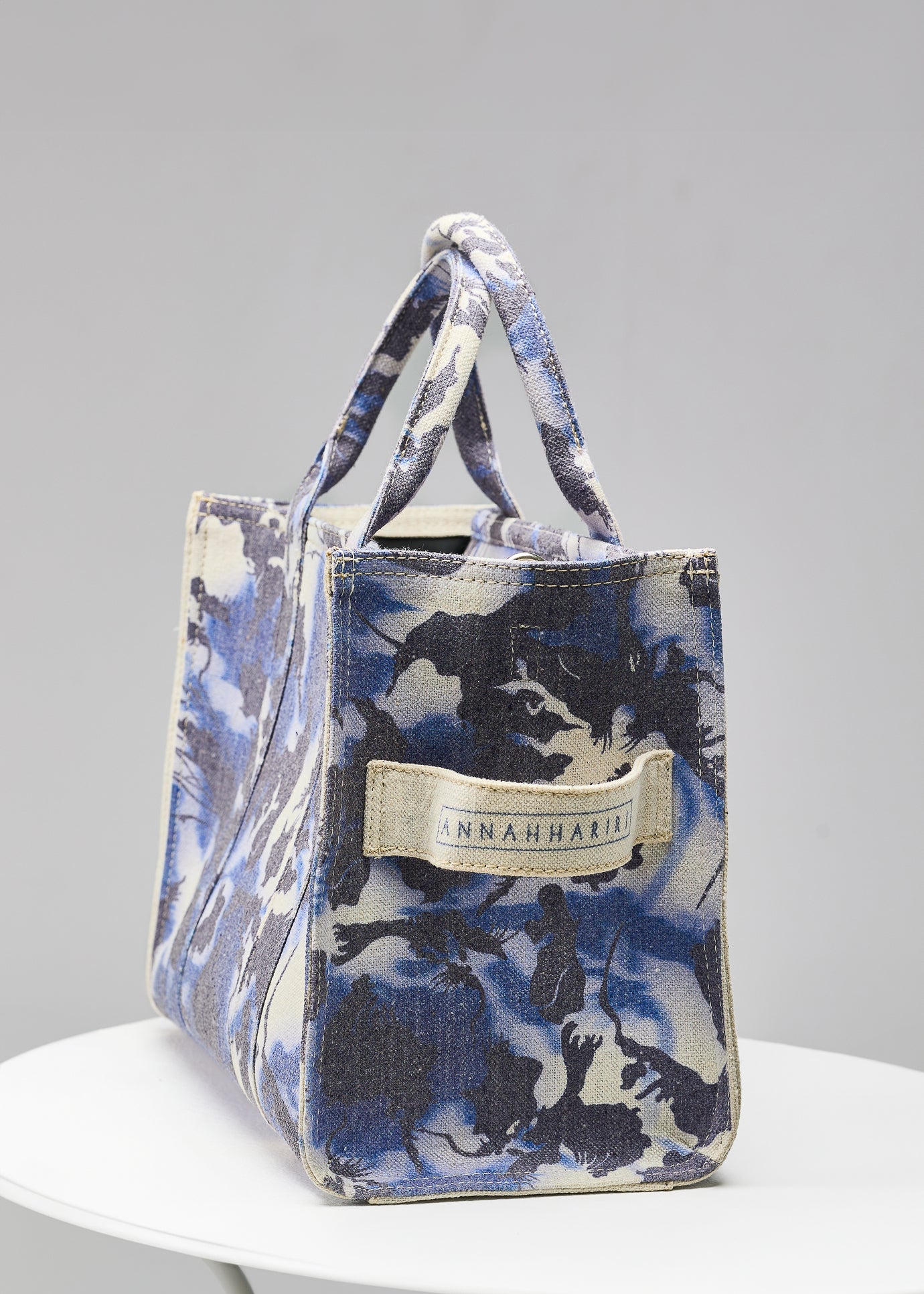 Organization pockets inside Blue Mist Canvas Tote Bag