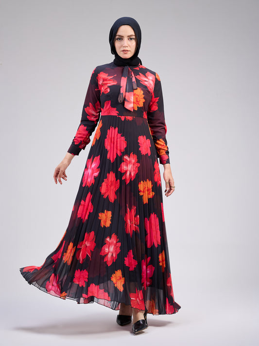 Chiffon floral maxi dress front view