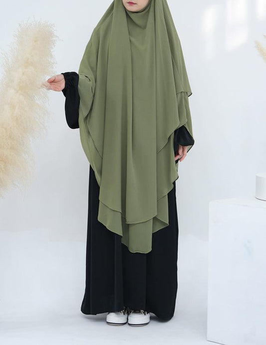 Front view of the elegant extra long two-layer chiffon scarf