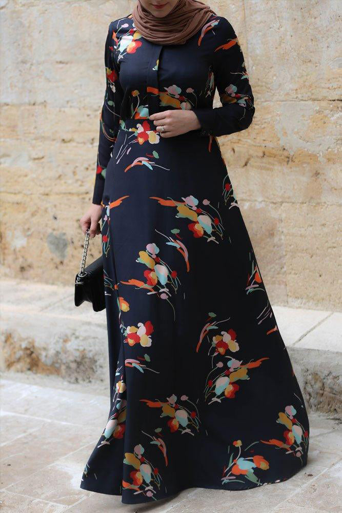 Elegant Floral Maxi Dress front view showcasing its sophisticated design