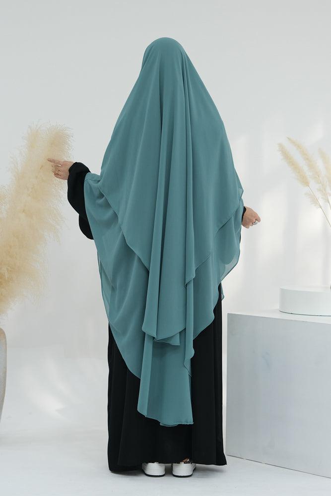 Folded elegant two-layer chiffon khimar scarf