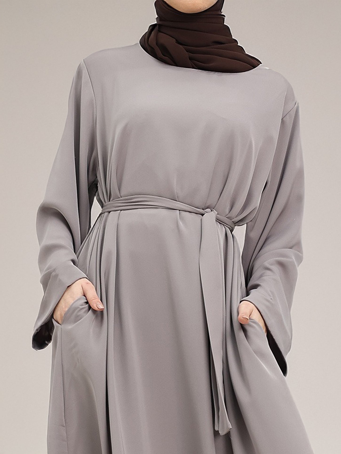 Back view of Essential Abaya with flared bottom