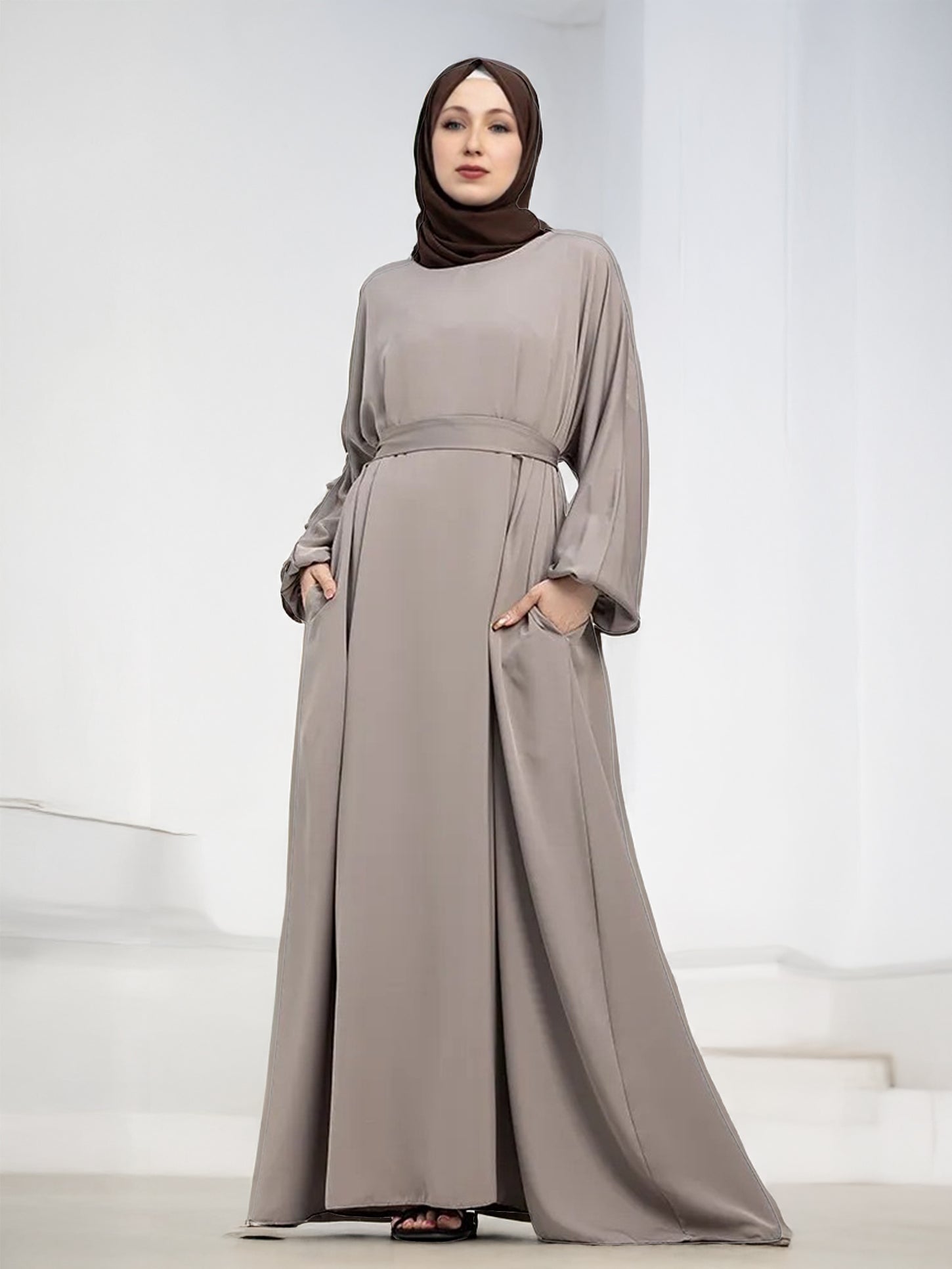 Essential Abaya front view with belt