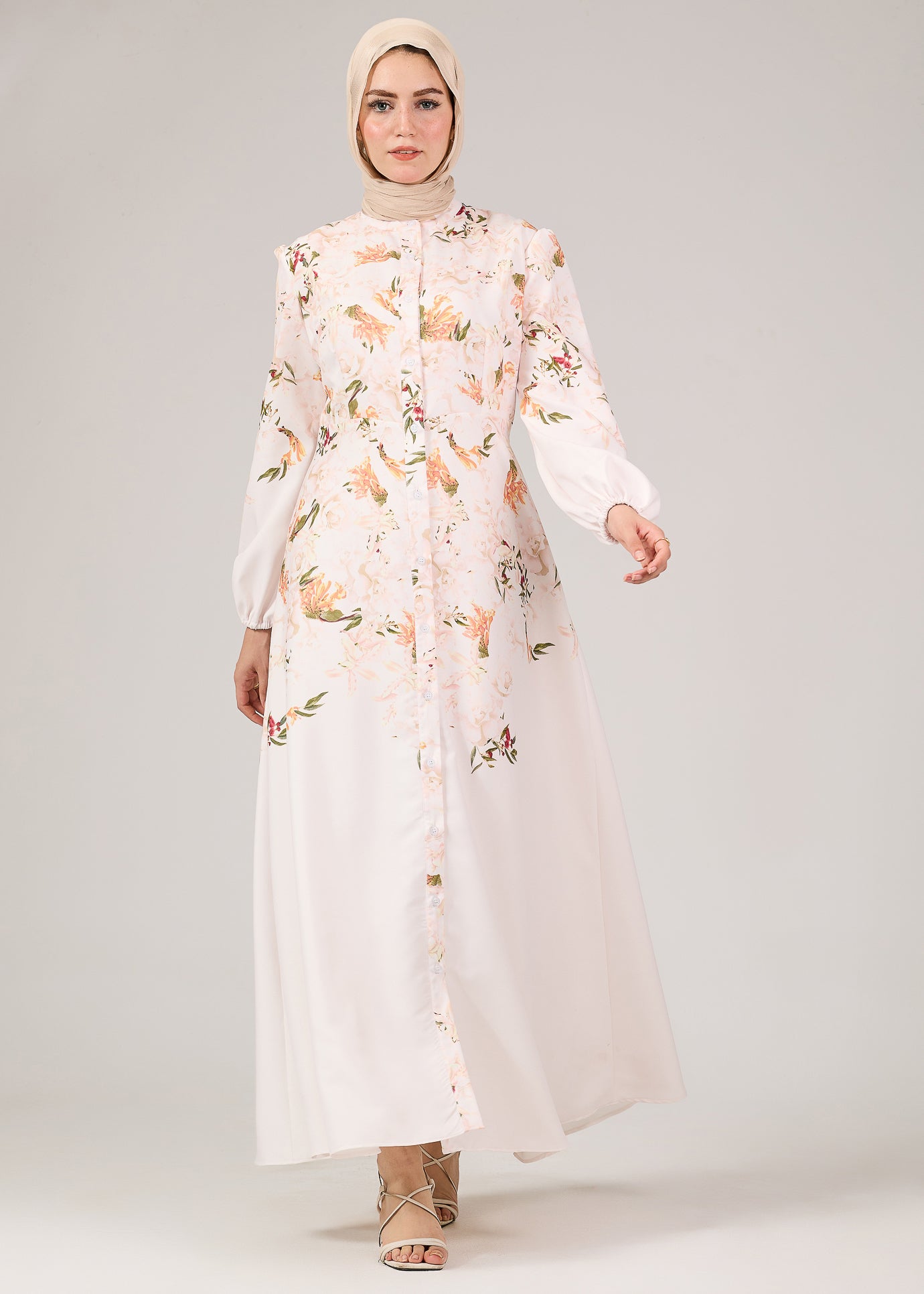 Floral Button-Front Maxi Dress - Full View