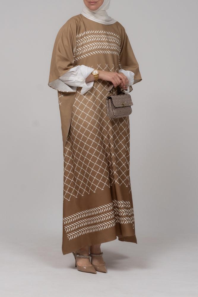 Back view of Heritage Elegance Kaftan with geometric pattern