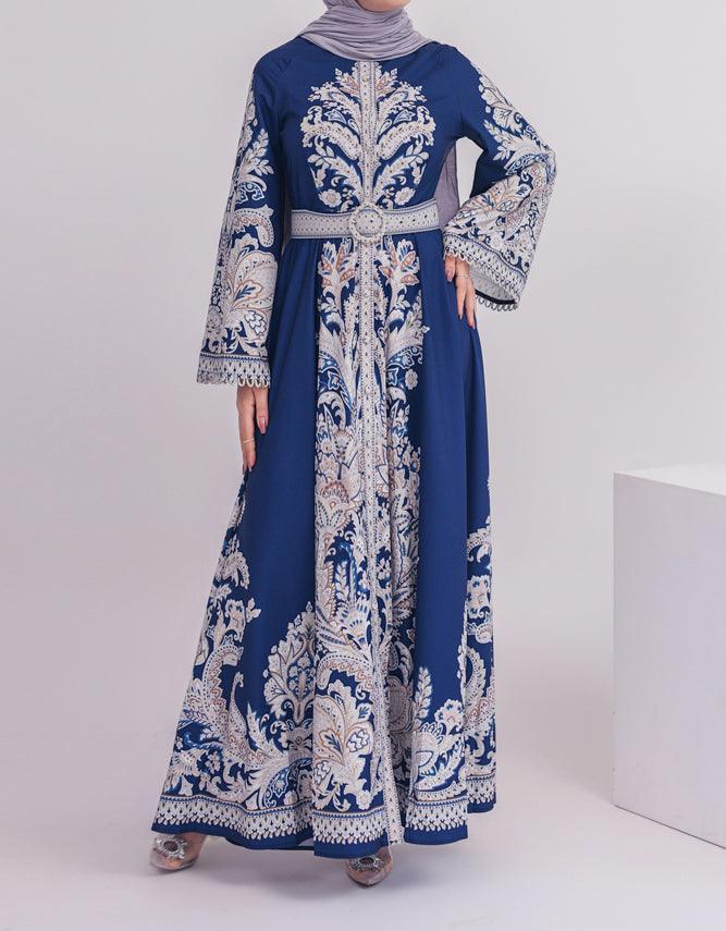 Flowy design of Imperial Blue Floral Maxi Dress
