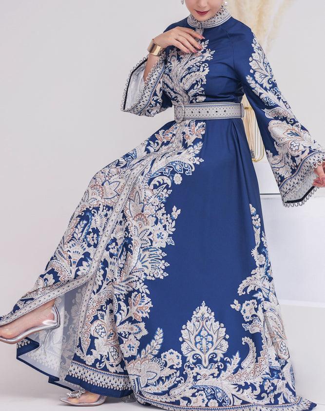 Front view of Imperial Blue Floral Maxi Dress