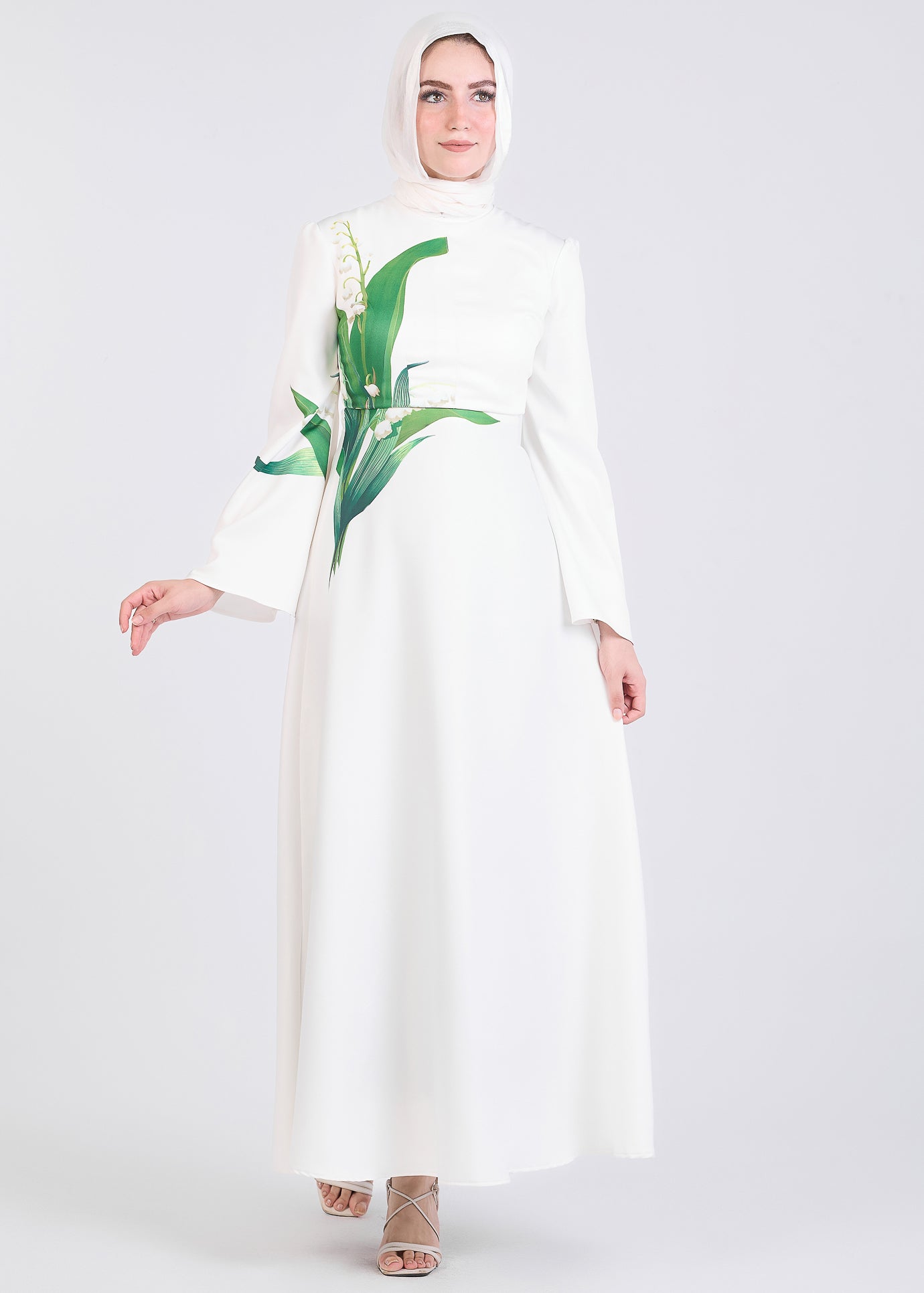 Ivory Lily Maxi Dress with Bell Sleeves