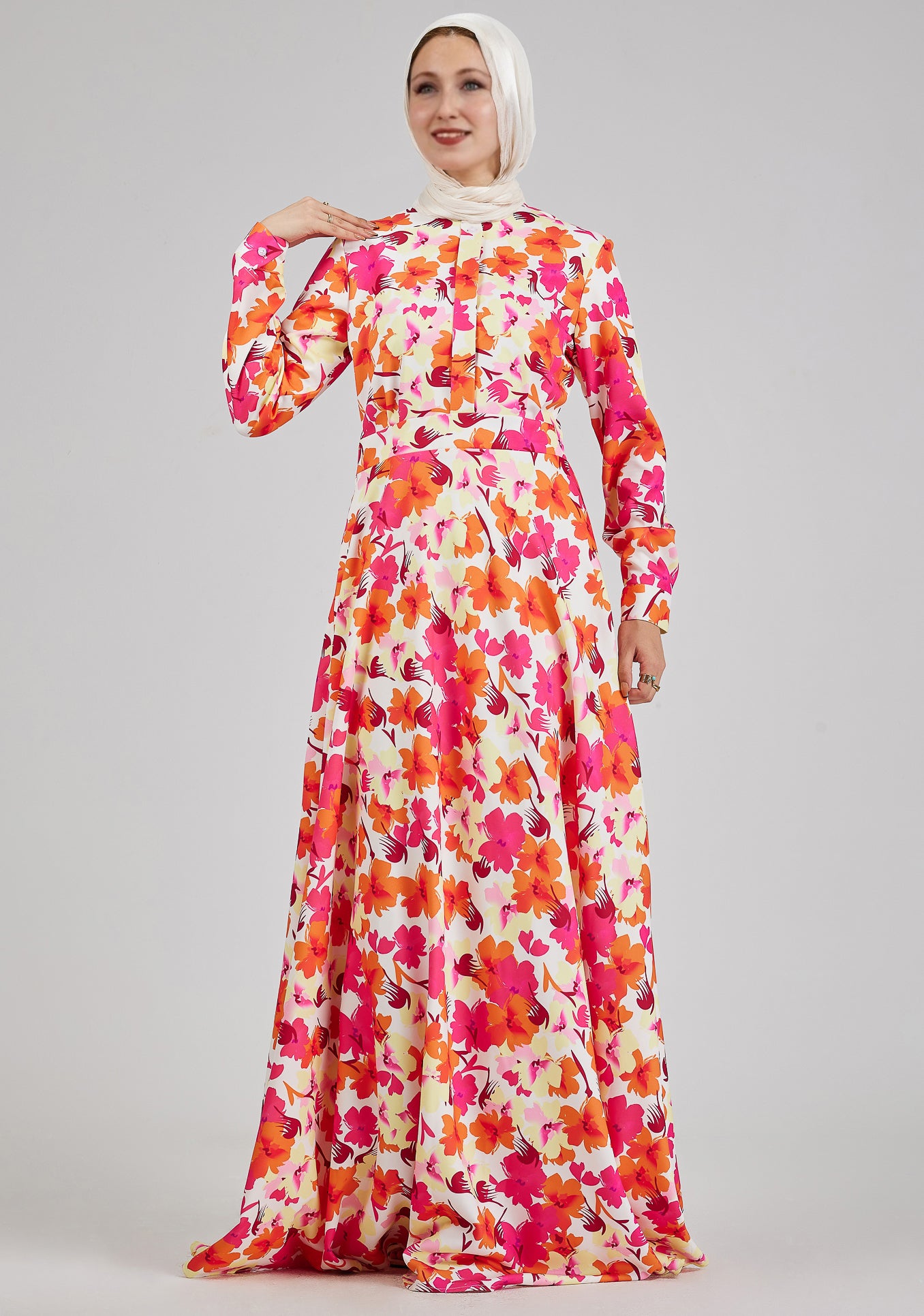 Back view of the Lumiere Floral Maxi Dress highlighting the vibrant floral print