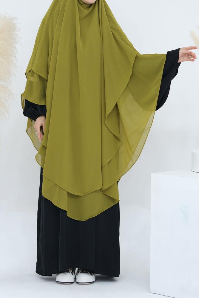 Back view of Marziya Yellow Two-Layer Chiffon Scarf