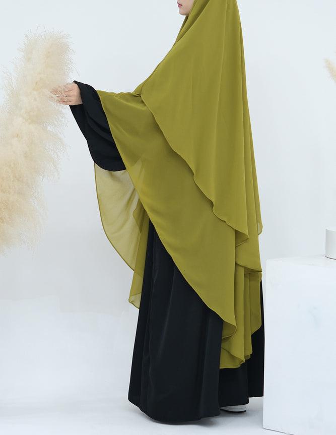 Front view of Marziya Yellow Two-Layer Chiffon Scarf