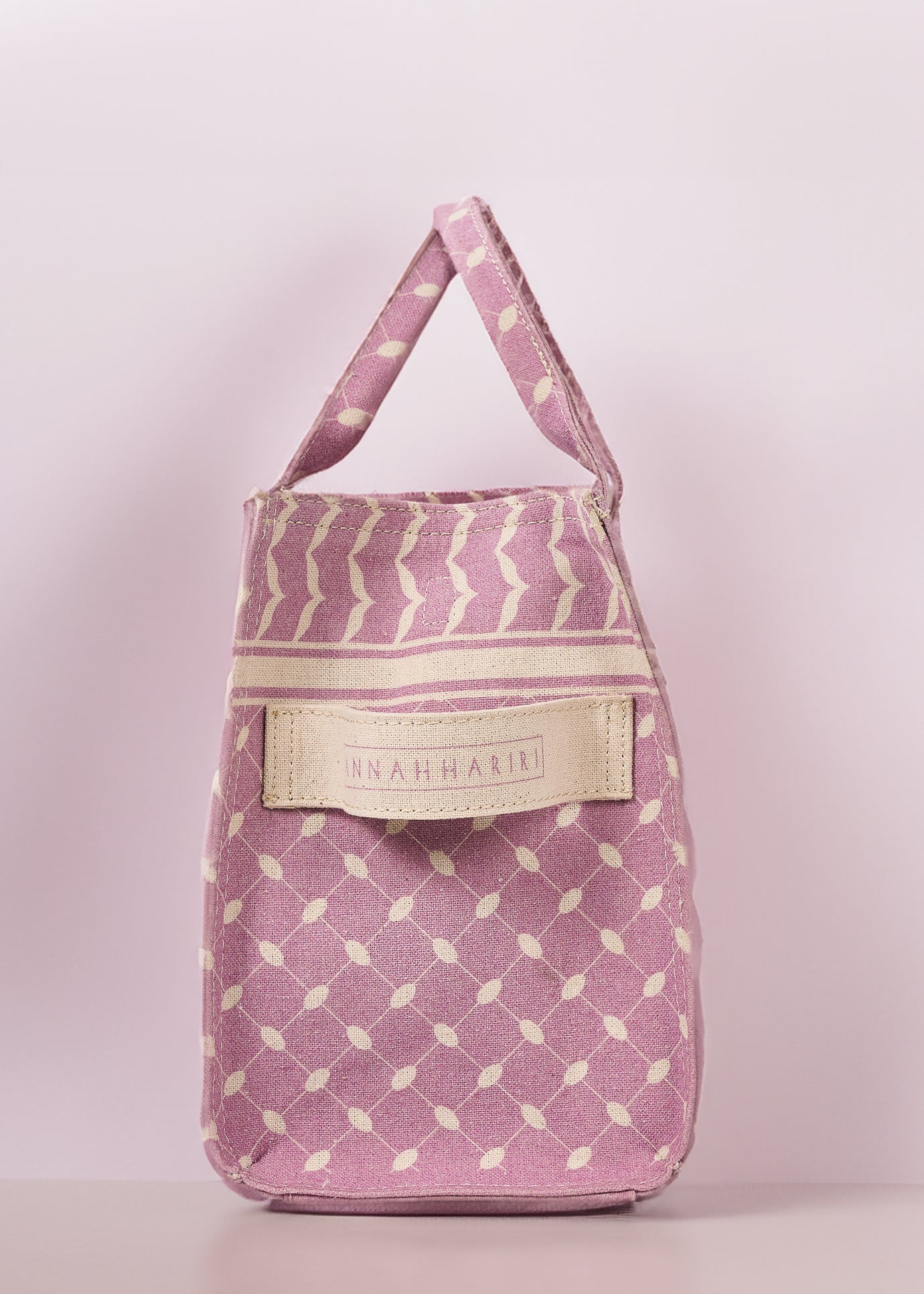 Interior compartments of Mauve Keffiyeh Pattern Medium Tote