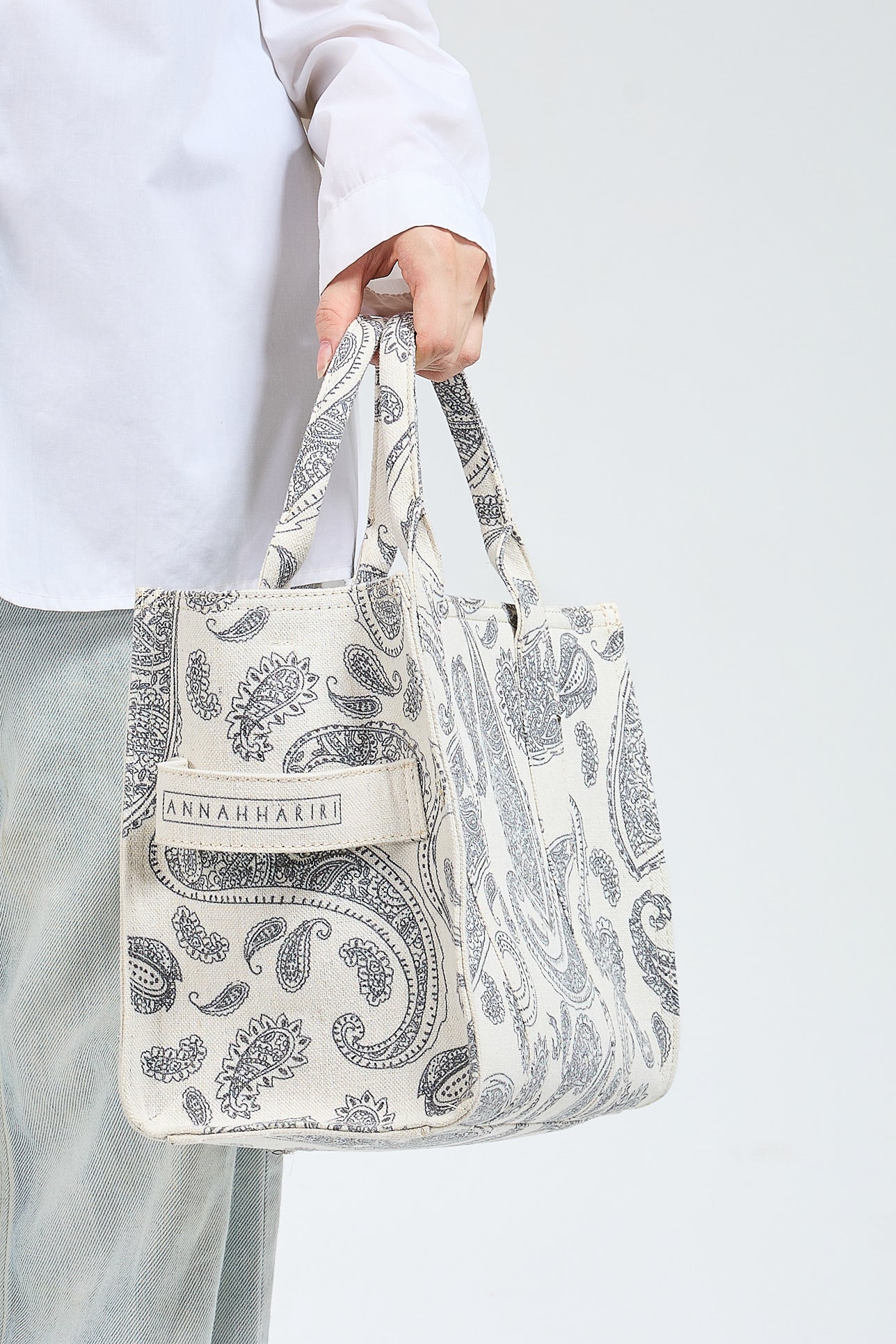 Front view of Paisley Print Canvas Tote