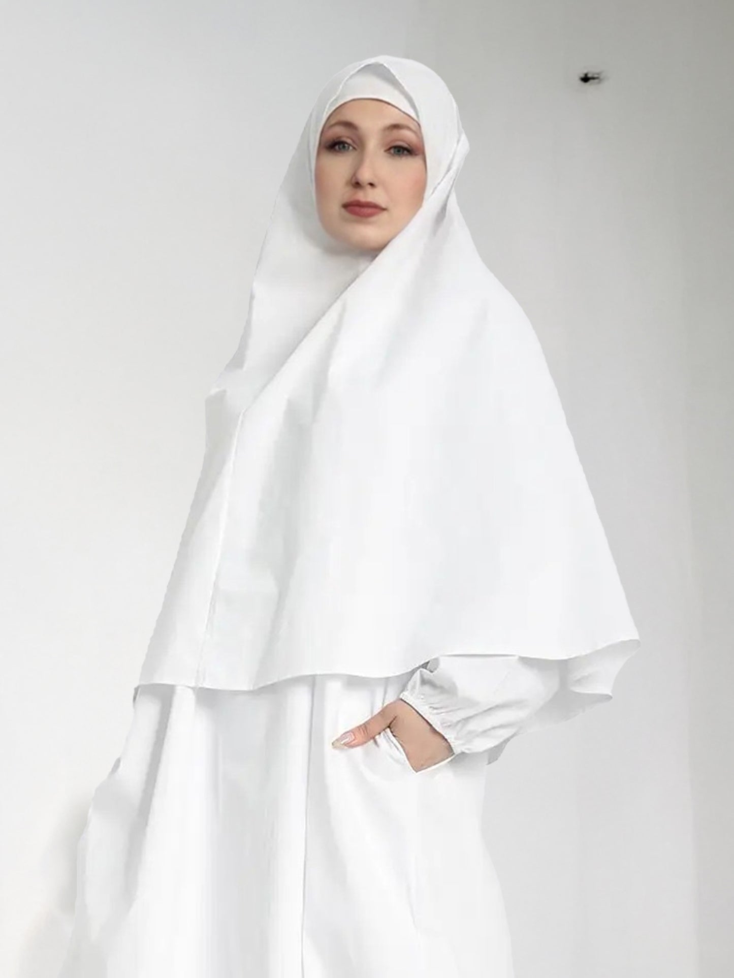 Full premium white modesty dress set with burka