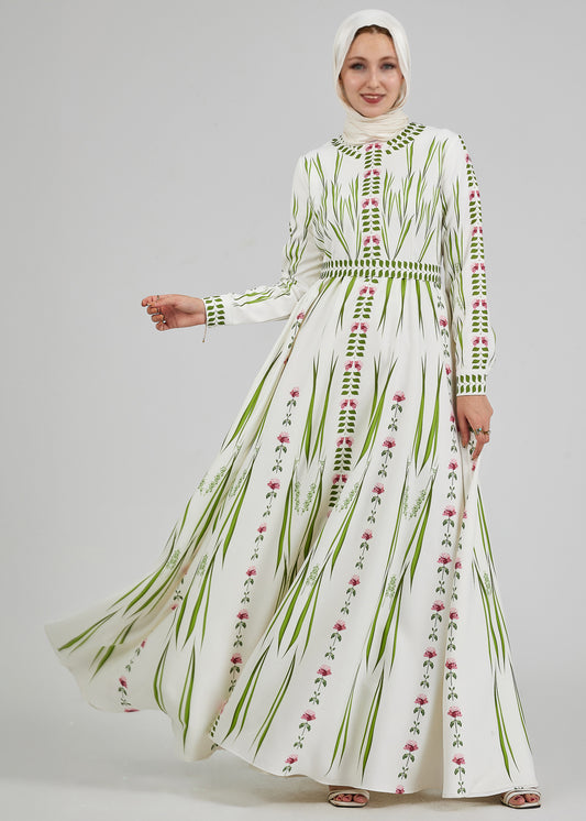 Accessory view of the Serene Bloom Maxi Dress with green bag