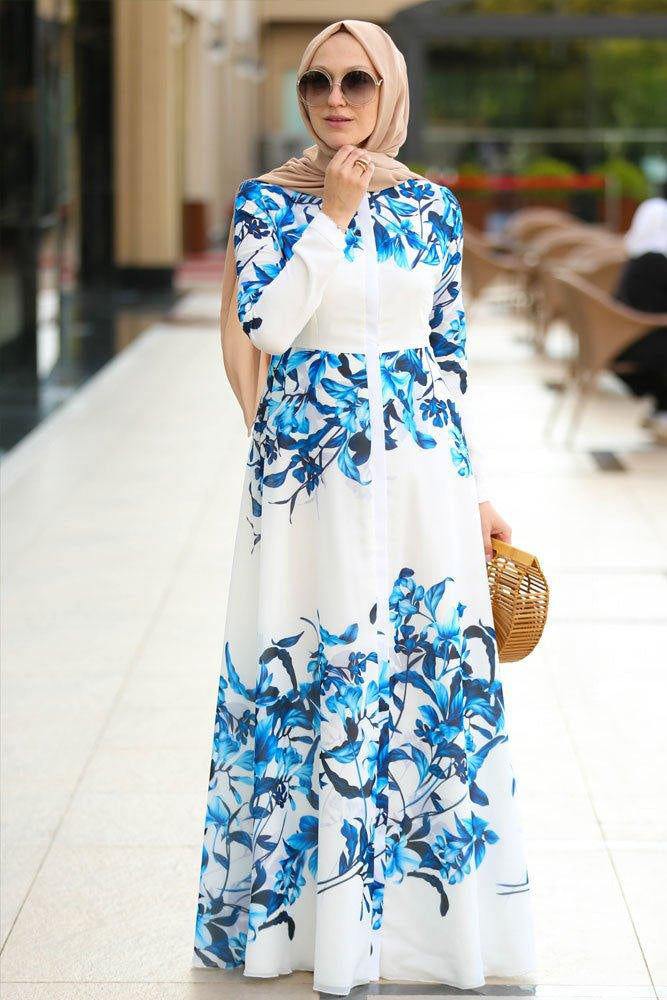 Model wearing Seraphina Floral Chiffon Maxi Dress